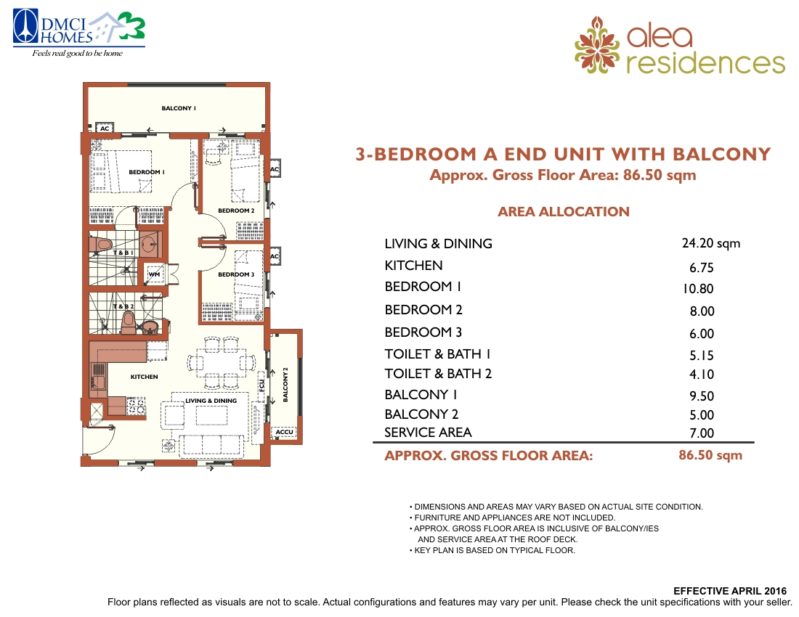 Alea Residences 3 Bedroom Layout